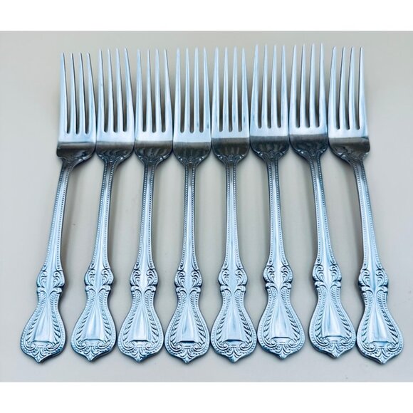Set Of 8 Towle Old Colonial 18/10 Stainless 8" Dinner Forks Flatware - Picture 1 of 10